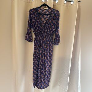 Floral Midi Dress with 3/4 Sleeves